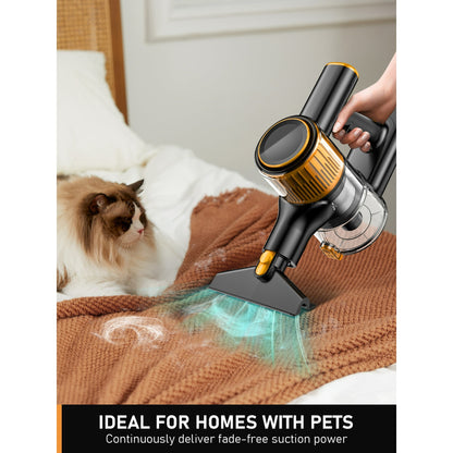 Cordless Vacuum Cleaner, 30Kpa 8 in 1 Lightweight Stick Vacuum, Anti-Tangle Brush with Green Light, 40mins Runtime Rechargeable Vacuums for Hardwood Floor, Carpet, Pet Hair,