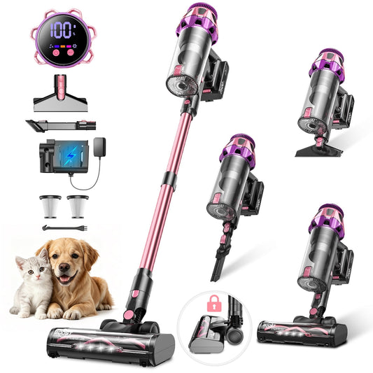 Cordless Vacuum Cleaner, 600W/55KPA Vacuum Cleaners for Home, 55Mins Stick Vacuum, Anti-Tangle & 1.8L Large Dust Cup, Lightweight Vacuum for Hard Floors Carpet Pet Hair,