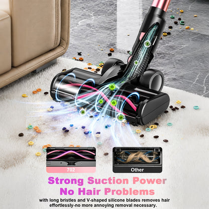Cordless Vacuum Cleaner, 600W/55KPA Vacuum Cleaners for Home, 55Mins Stick Vacuum, Anti-Tangle & 1.8L Large Dust Cup, Lightweight Vacuum for Hard Floors Carpet Pet Hair,